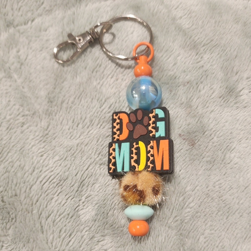 Dog Mom Keychain Charm Beads Colorful Cute Pet Lover Gift